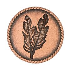 Antique Copper Feather Concho  1 1/4"
