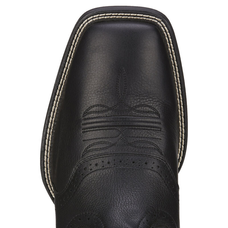 Ariat Men's Sport Wide Square Toe Western Boots - Black Deertan - Image 3