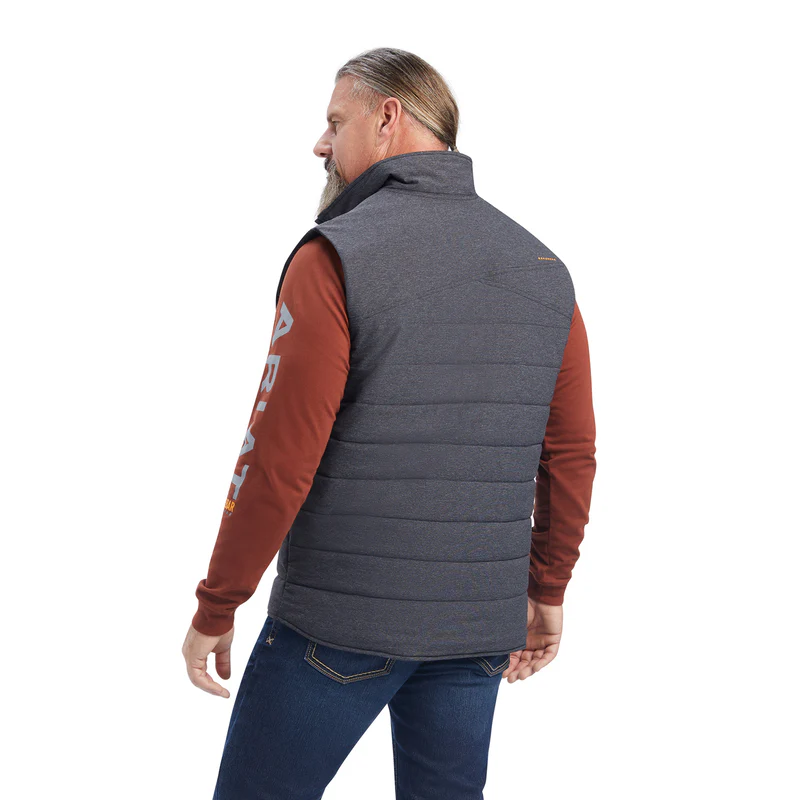 Ariat Mens Rebar Valiant STR Canvas Insulated Vest - Charcoal Heather - Image 2