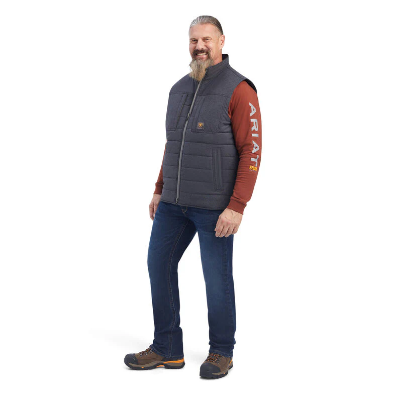Ariat Mens Rebar Valiant STR Canvas Insulated Vest - Charcoal Heather - Image 4