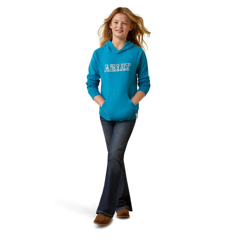 Ariat Girls 3D Logo 2.0 Hoodie - Mosaic Blue - Image 3