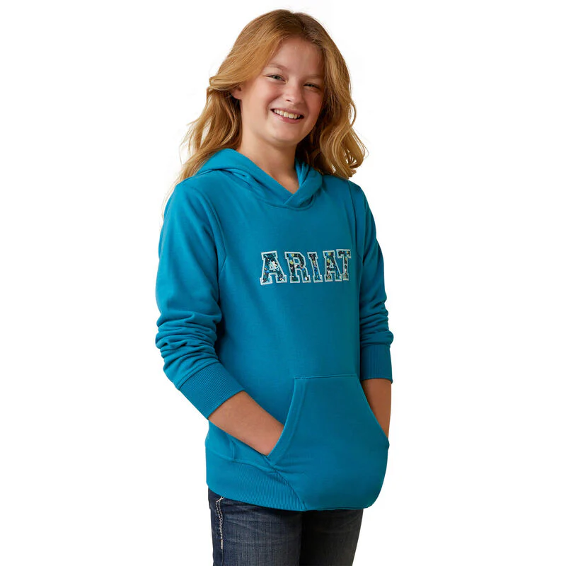 Ariat Girls 3D Logo 2.0 Hoodie - Mosaic Blue - Image 4