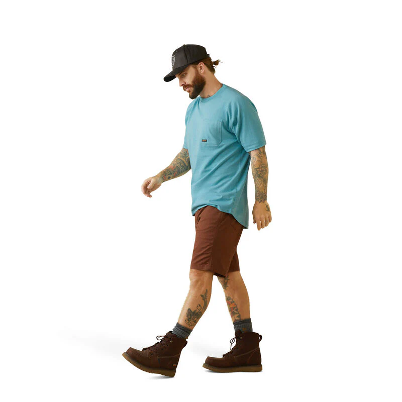 Ariat Mens Rebar Cotton Strong T-Shirt - Bachelor Button Heather - Image 3