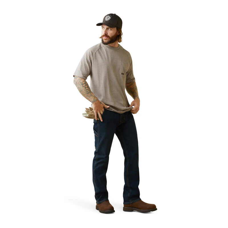 Ariat Mens Rebar Cotton Strong T-Shirt - Portabella Heather - Image 3