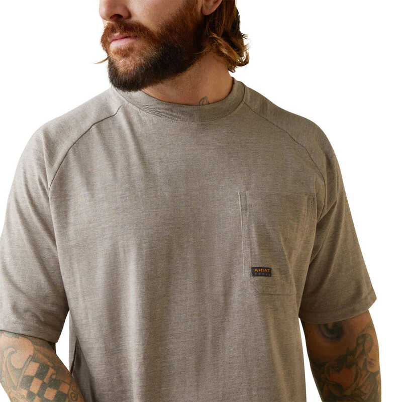 Ariat Mens Rebar Cotton Strong T-Shirt - Portabella Heather - Image 4