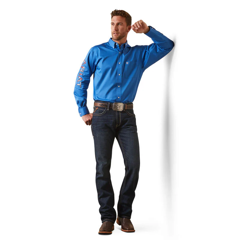 Ariat Men's Team Logo Twill Fitted Shirt - Campanula - Image 3
