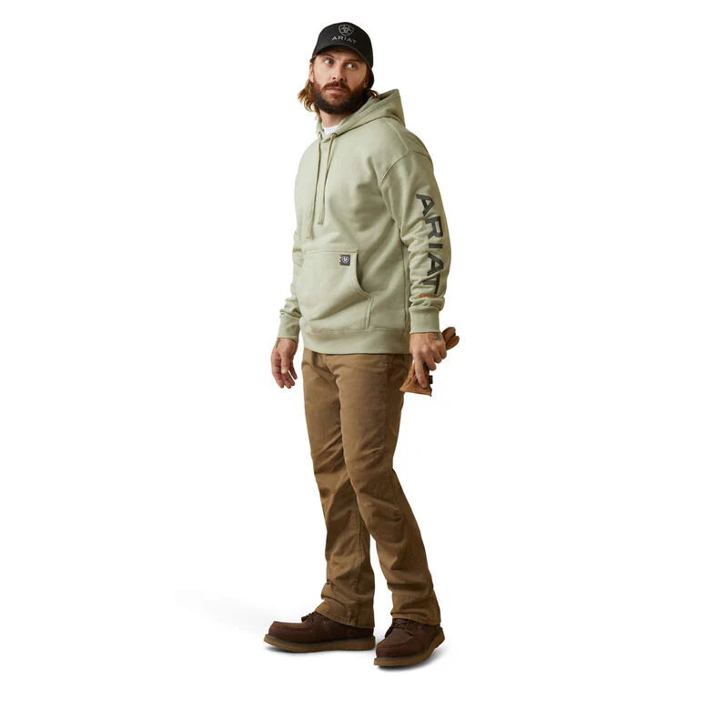 Ariat Mens Rebar Graphic Hoodie - Desert Sage Heather/Beetle - Image 3