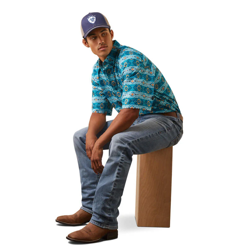 Ariat Men's Konner Classic Fit Shirt - Enamel Blue - Image 3