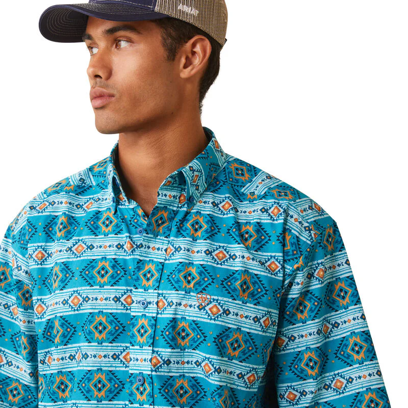Ariat Men's Konner Classic Fit Shirt - Enamel Blue - Image 4