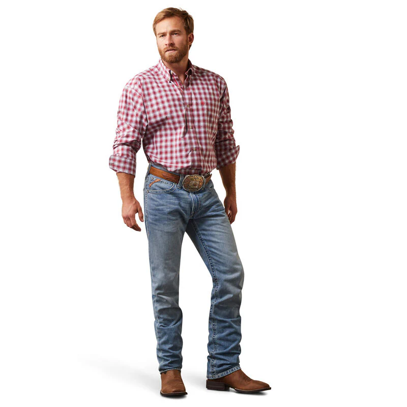 Ariat Men's Pro Nikolai Classic Fit Shirt - White/Red Plaid - Image 3