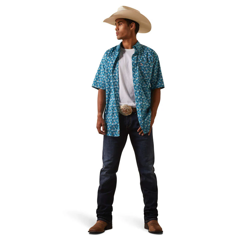 Ariat Men's Kavir Classic Fit Shirt - Enamel Blue - Image 3