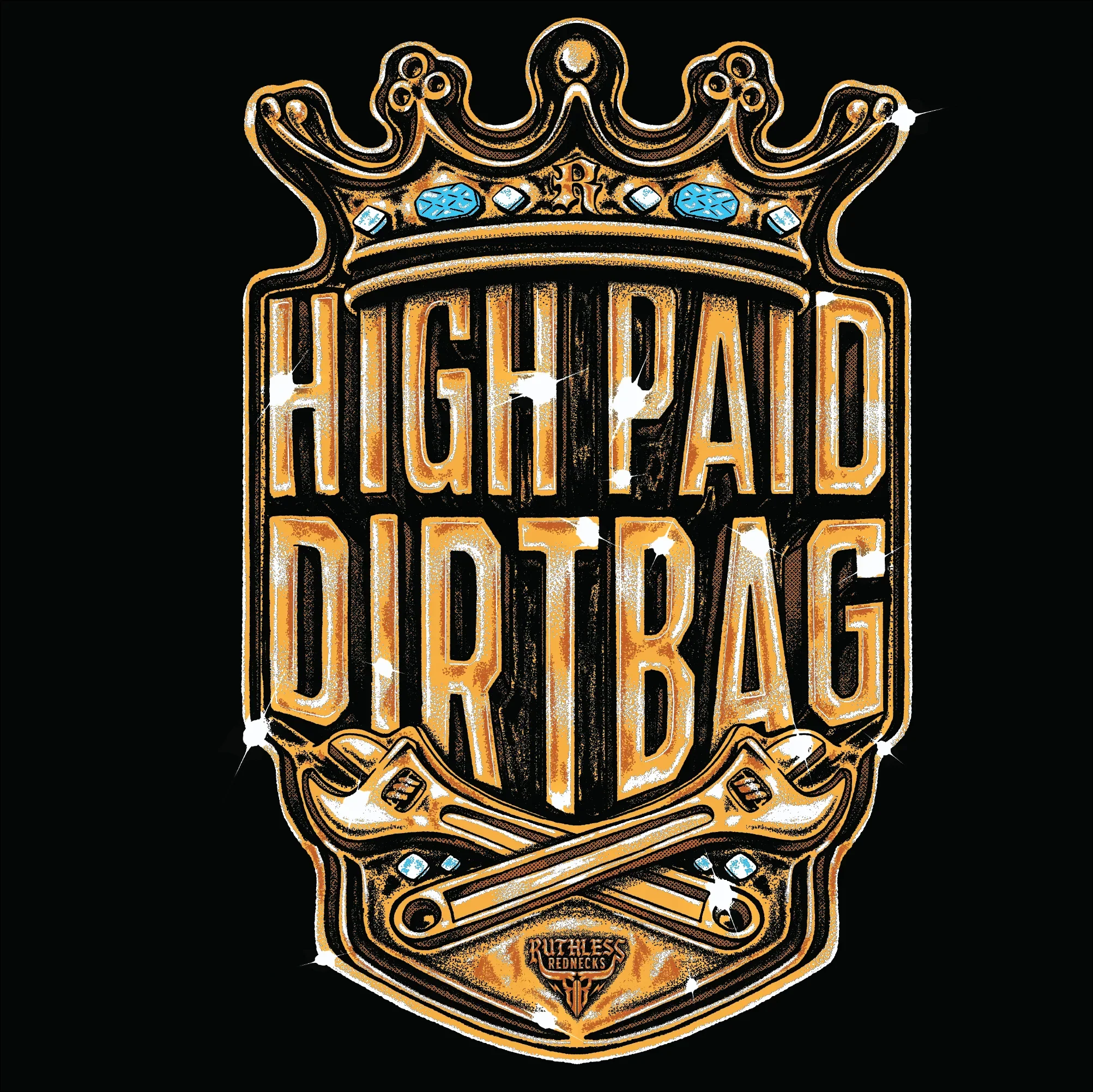 Ruthless Rednecks Royal Dirtbag Heavyweight 10 oz Long Sleeve Hoodie- Black - Image 3