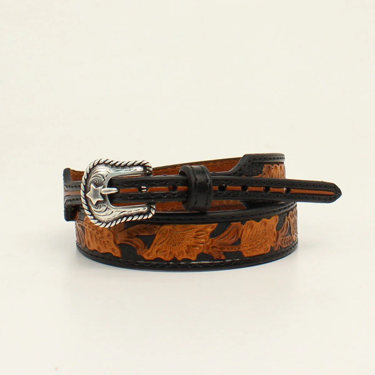 M&F Floral Embossed Hat Band - Black/Tan