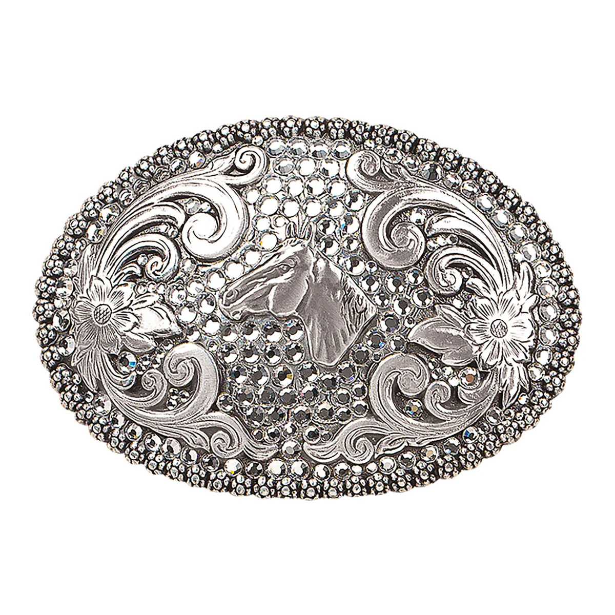 Blazin Roxx Women's Oval Horsehead Buckle - Silver