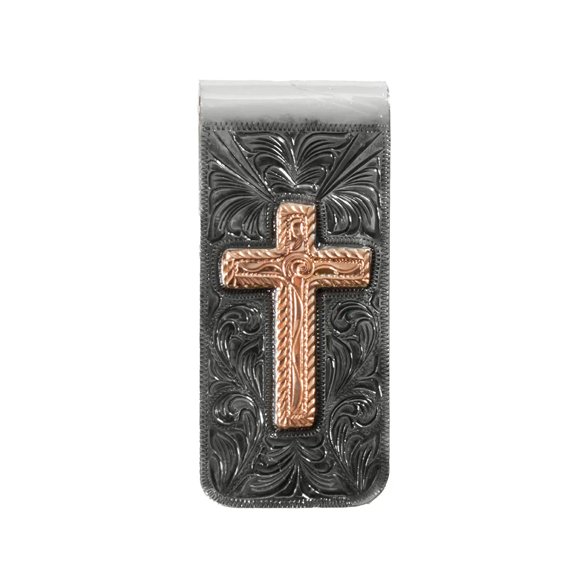 3D Men's Metal Copper Cross Money Clip- Multi