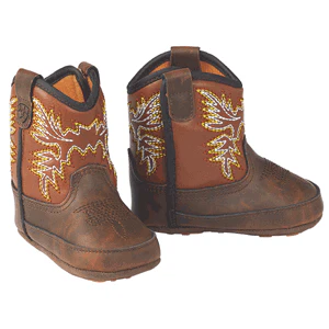 Ariat Lil' Stompers WorkHog Infant Boots - Brown w/Orange Shaft