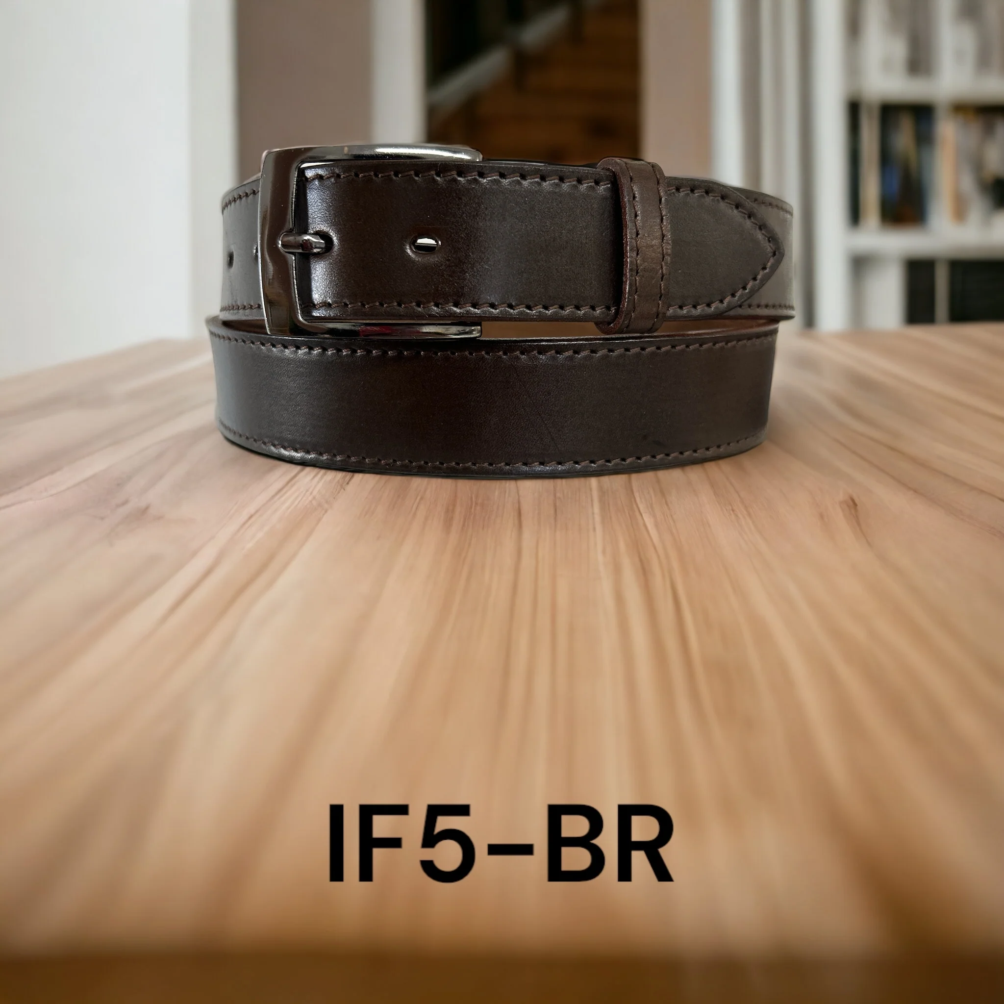 Ranger Belt Co Men's Plain Stockman Stitch Leather Belt - Chocolate Brown