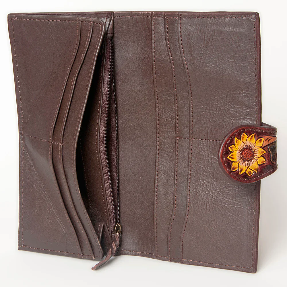 American Darling Clutch Wallet - Tan with White Flower - Image 2