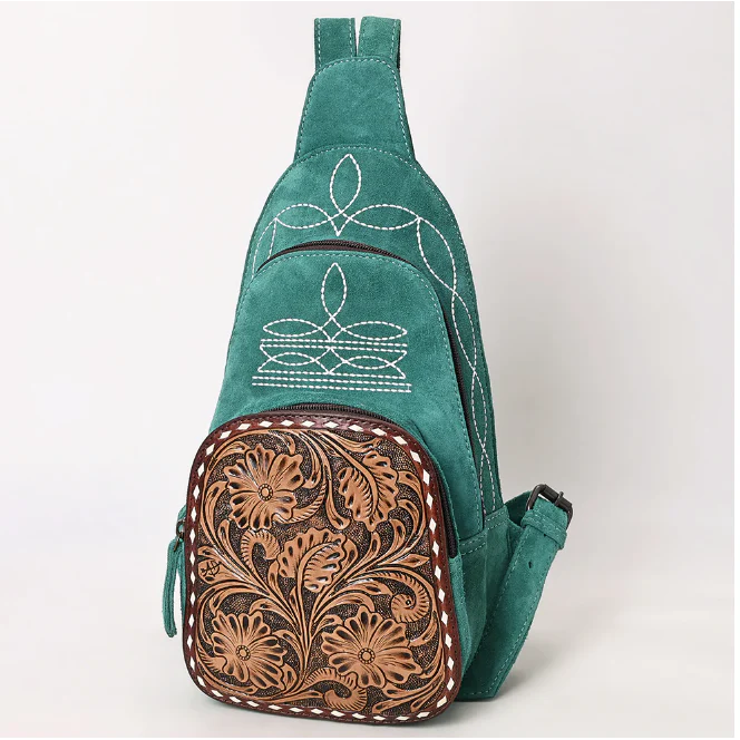 American Darling Women's Genuine Western Suede Leather Sling Bag