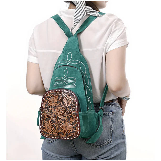 American Darling Women's Genuine Western Suede Leather Sling Bag - Image 2