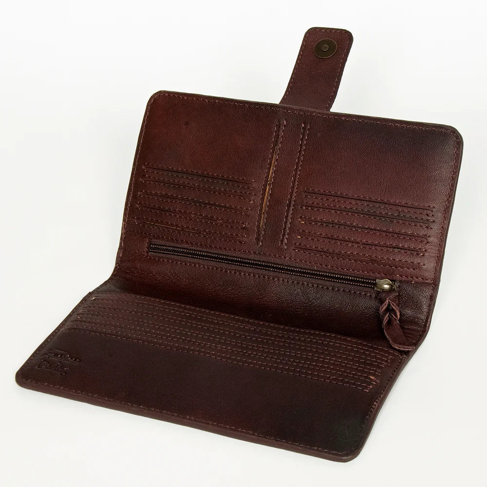 American Darling Hand Tooled Hair On Wallet - Natural/Brown - Image 2