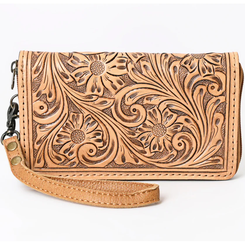 American Darling Women's Leather Western Organizer Bag - Tan - Image 2