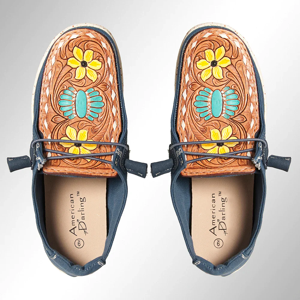 American Darling Slip On Shoe w/Leather Patch on Top of Foot Navy
