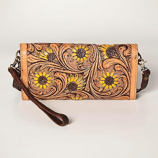 American Darling Hand Tooled Leather Western Women's Clutch Purse - Image 2