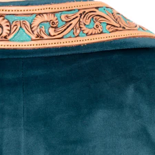 American Darling Women's Blazer w/Leather Lapels - Tan w/Turquoise Inlay - Image 4