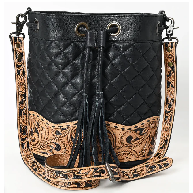 American Darling Women's Bucket Hand Tooled Leather Bag - Image 3