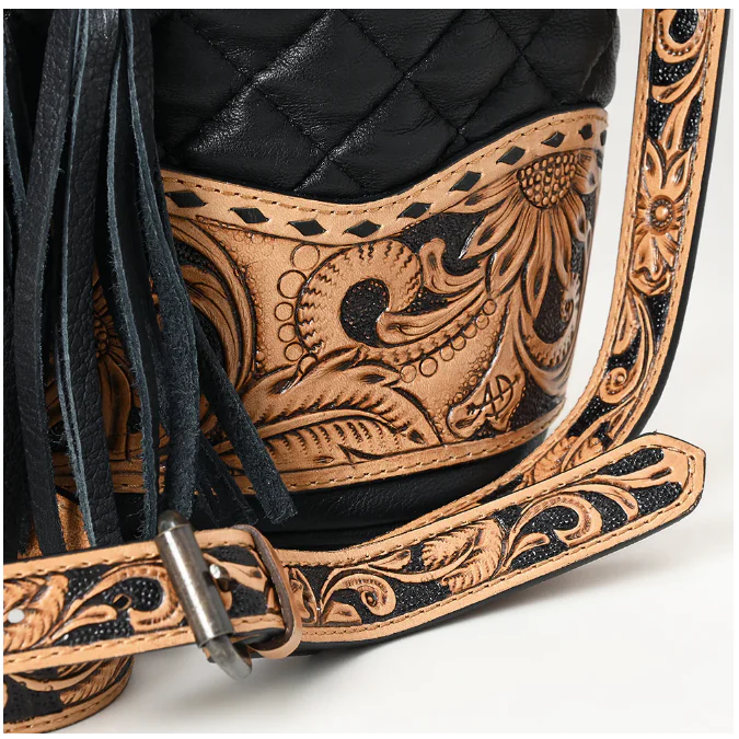 American Darling Women's Bucket Hand Tooled Leather Bag - Image 4