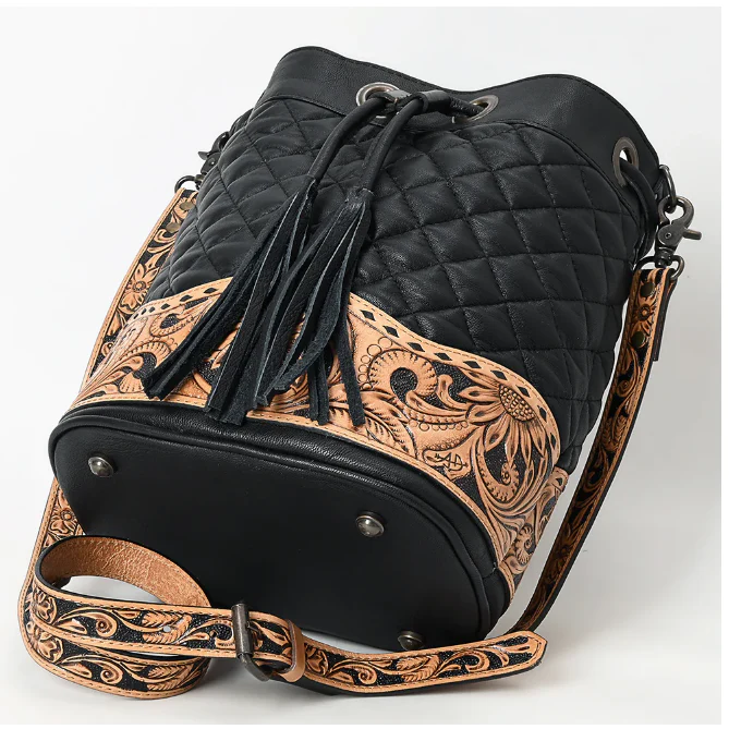 American Darling Women's Bucket Hand Tooled Leather Bag - Image 5