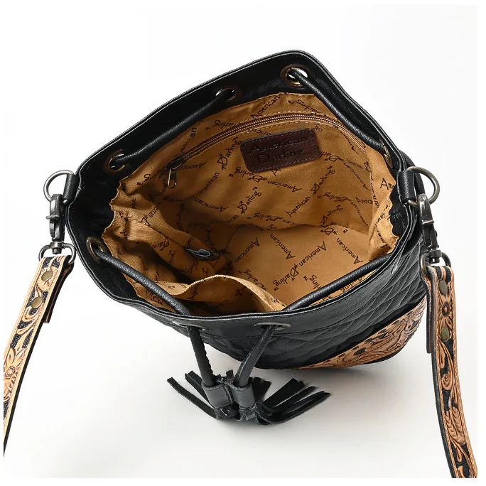 American Darling Women's Bucket Hand Tooled Leather Bag - Image 7