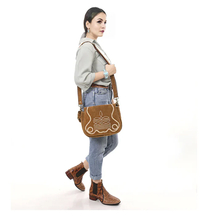 American Darling Women's Genuine Western Suede Leather Crossbody Purse - Image 2