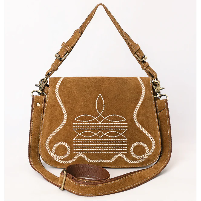 American Darling Women's Genuine Western Suede Leather Crossbody Purse - Image 3