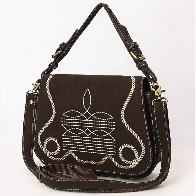 American Darling Women's Genuine Western Suede Leather Crossbody Purse - Image 5