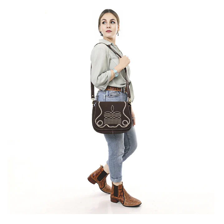 American Darling Women's Genuine Western Suede Leather Crossbody Purse - Image 6