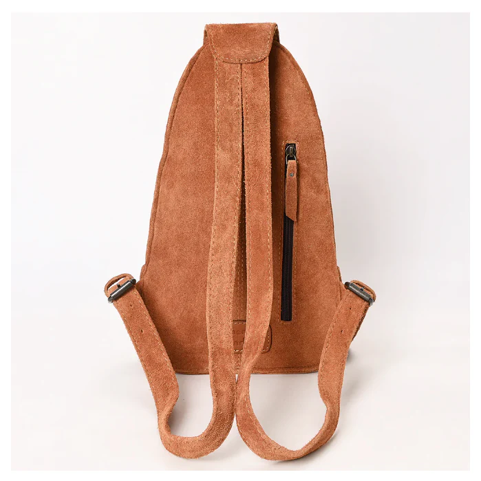 American Darling Women's Genuine Western Suede Leather Sling Bag - Caramel - Image 5