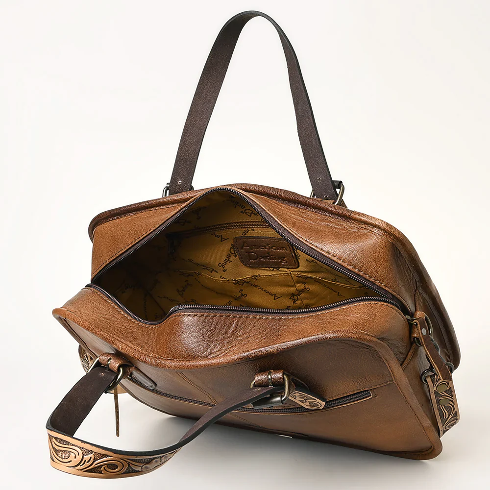 American Darling Women's Hand-Tooled Crocodile Embossed Purse - Brown - Image 3