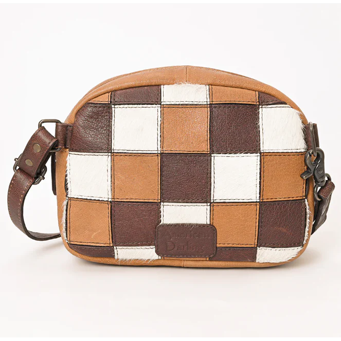 American Darling Women's Hand Tooled Leather Patchwork Crossbody Bag - Image 4