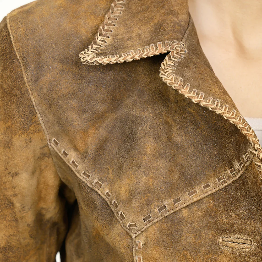 American Darling Women's Leather Distressed Jacket - Distressed Brown - Image 5
