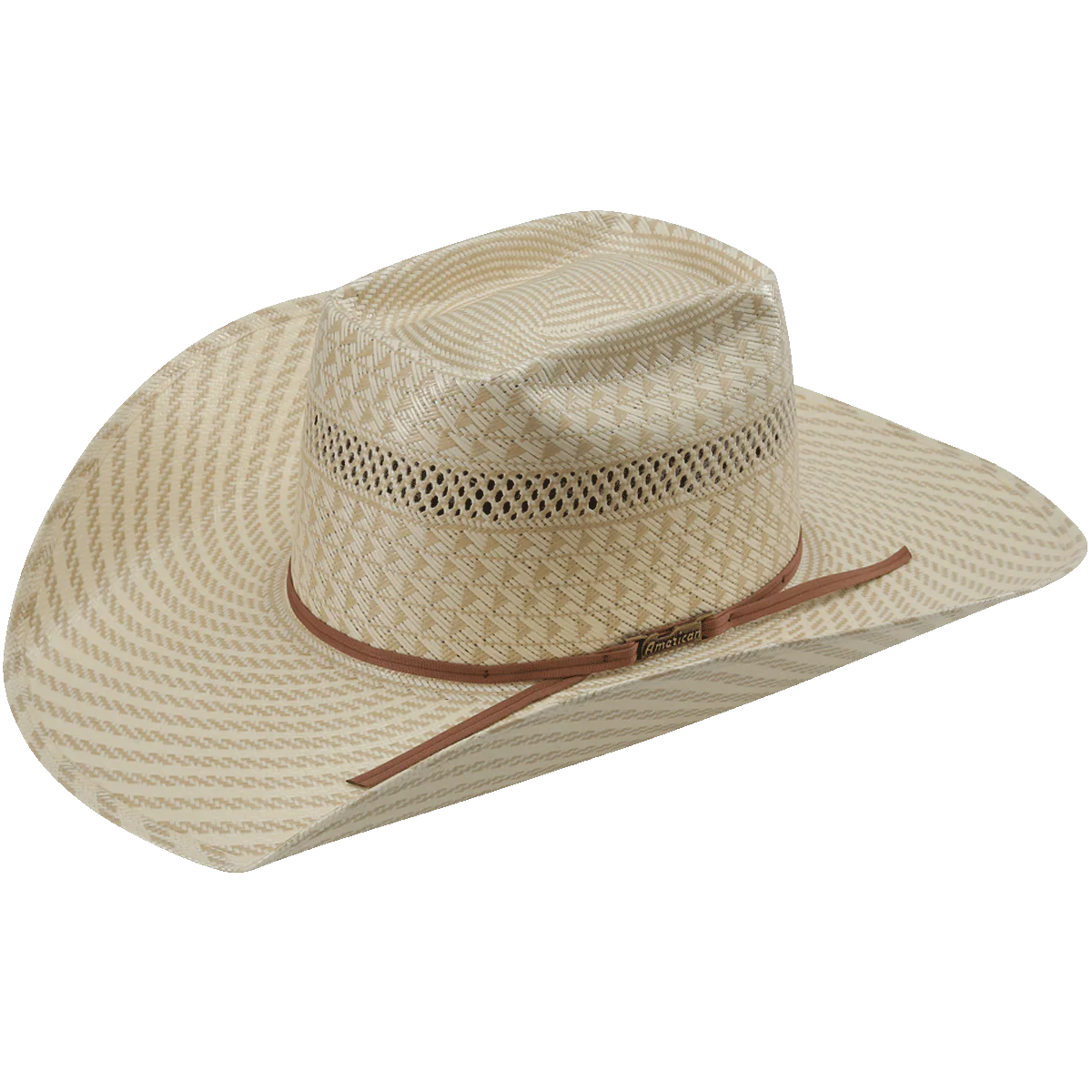 American Hat Co 6100 S-UN Straw Western Hat - Chocolate Trim