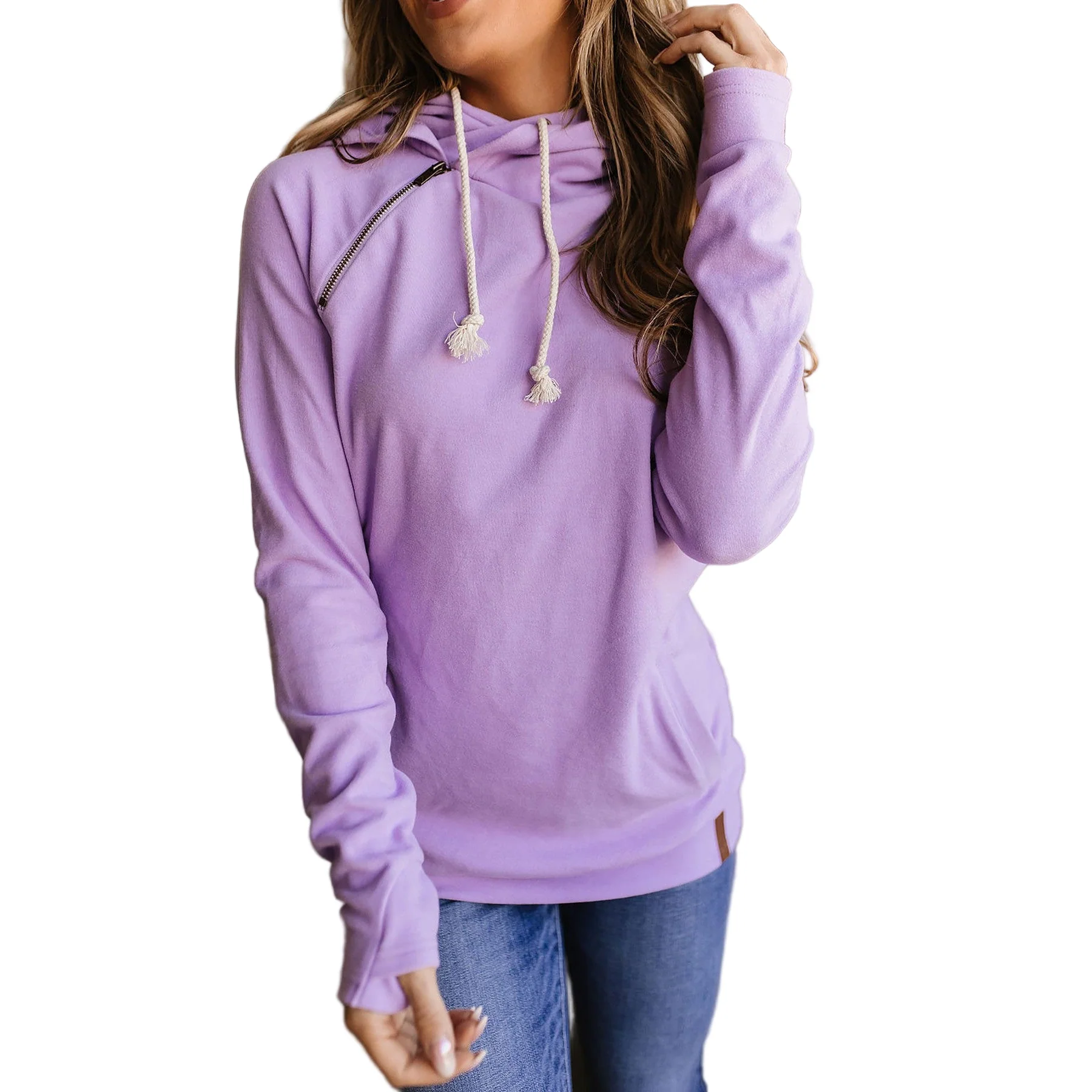 Ampersand Women's Poppy Seed Performance Fleece Double Hood Sweatshirt - Assorted Colours - Image 4