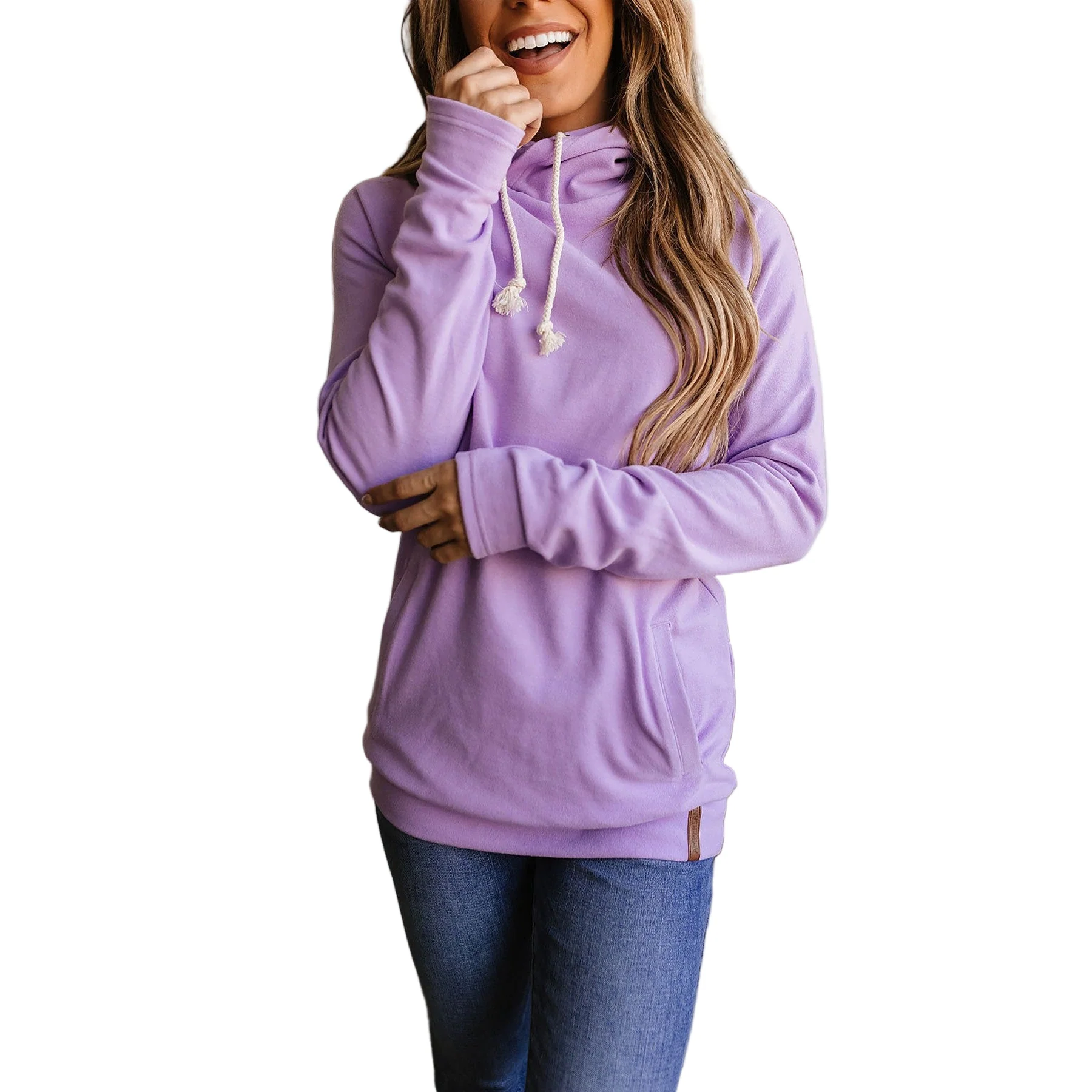 Ampersand Women's Poppy Seed Performance Fleece Double Hood Sweatshirt - Assorted Colours - Image 5