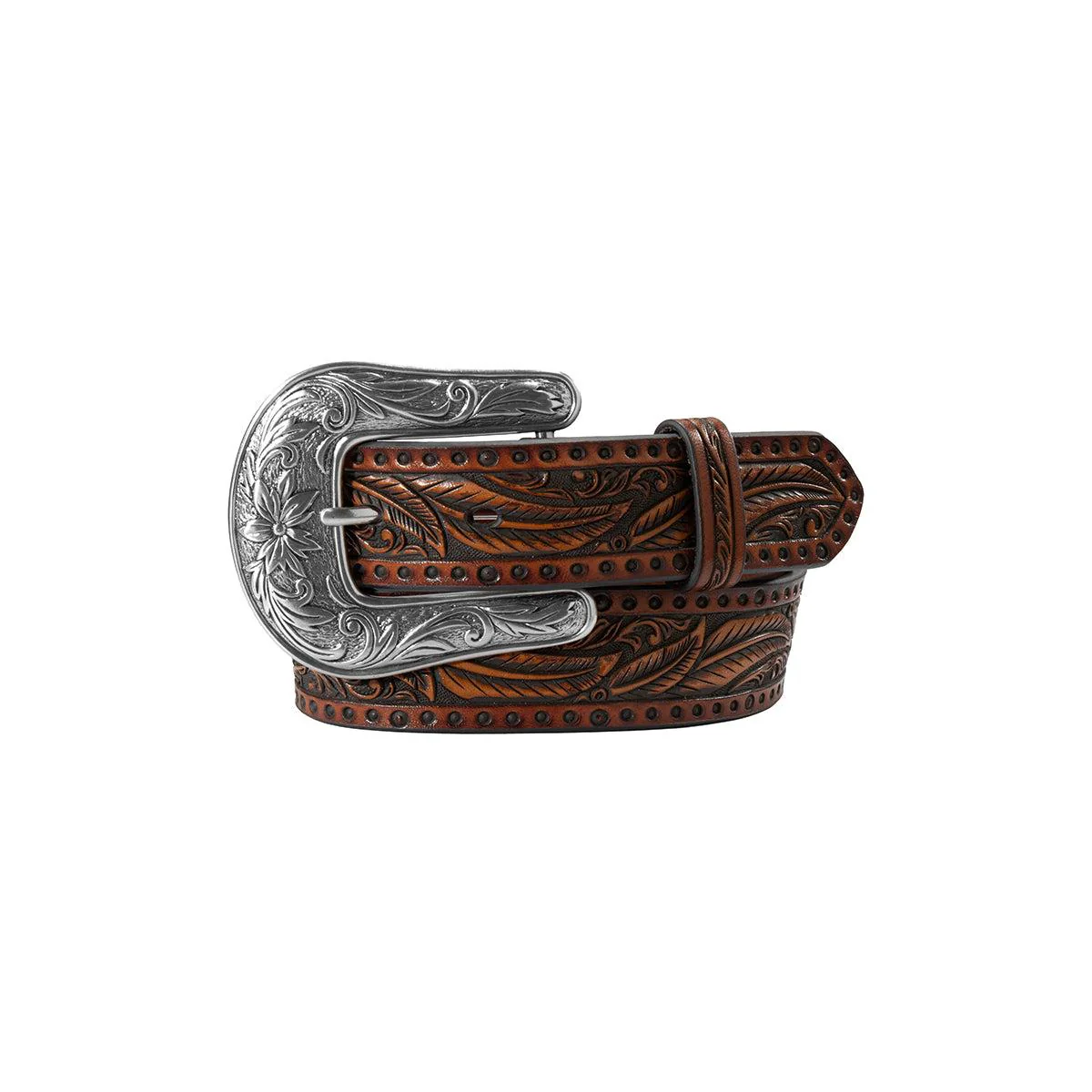 Angel Ranch Girls Feather Embossed Belt- Tan