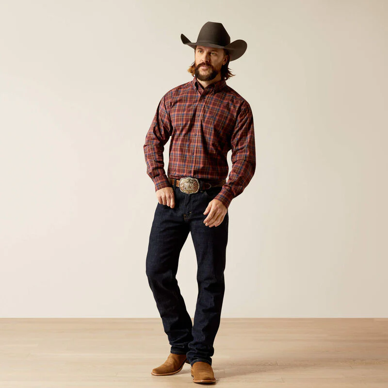 Ariat Men's Pro Series Scotty Long Sleeve Classic Fit Shirt - Dark Red - Image 3