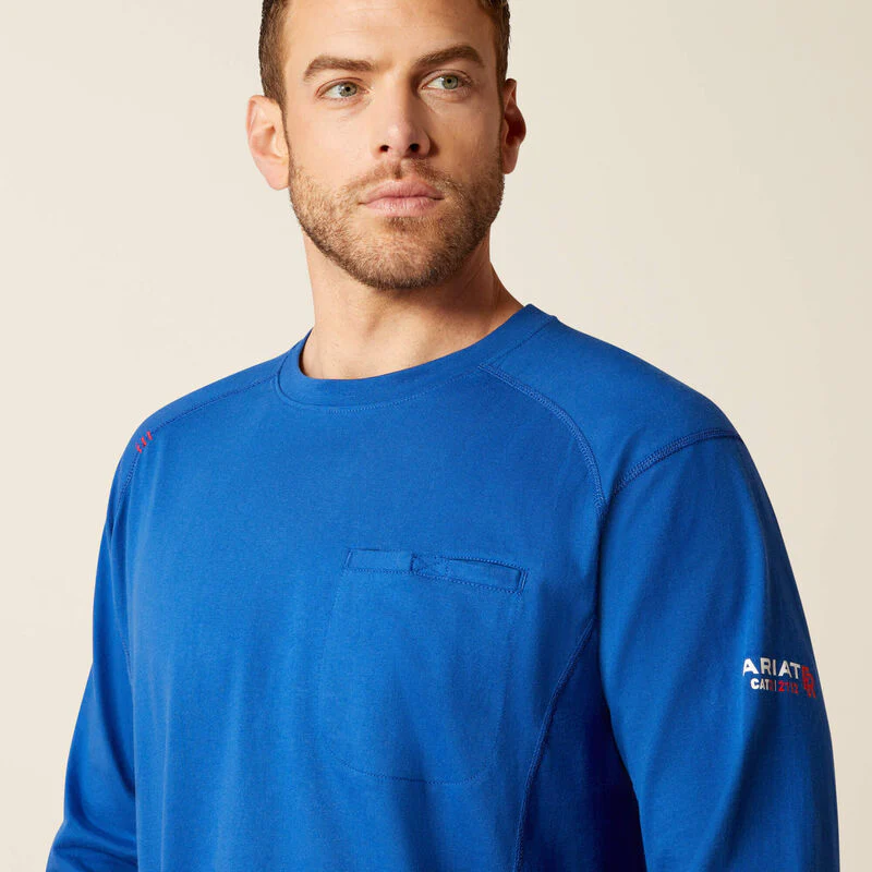Ariat  Air Men's Long Sleeve Deco Flame Resistant Tee Shirt- Glacier Blue - Image 3
