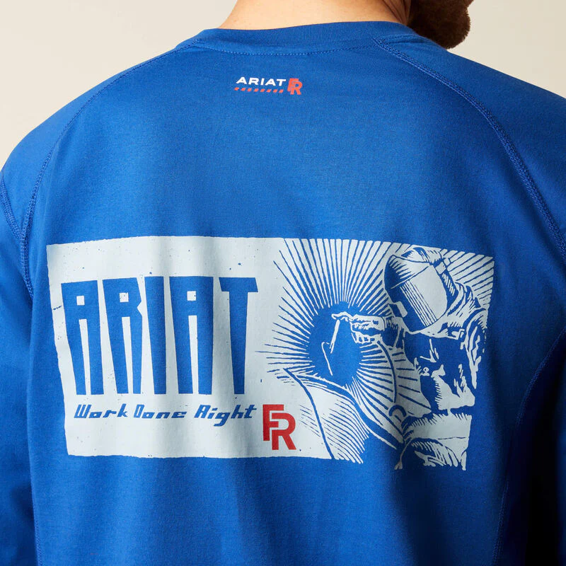 Ariat  Air Men's Long Sleeve Deco Flame Resistant Tee Shirt- Glacier Blue - Image 4