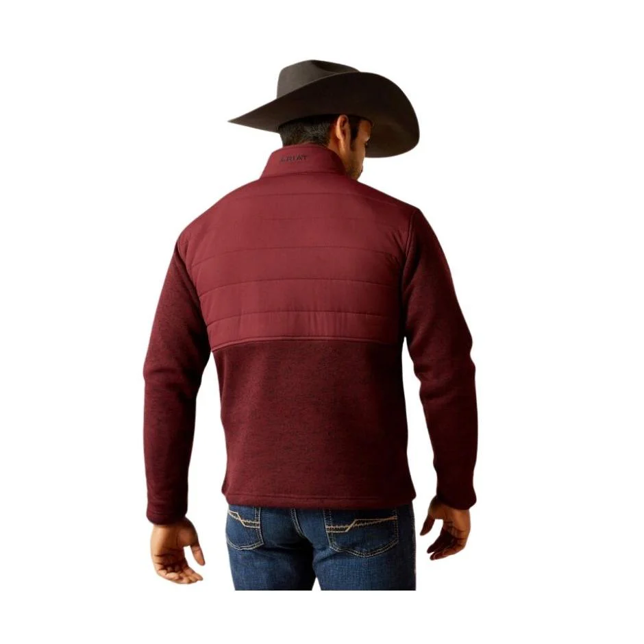 Ariat Men's Long Sleeve Caldwell Reinforced Snap Sweater - Burgundy - Image 2