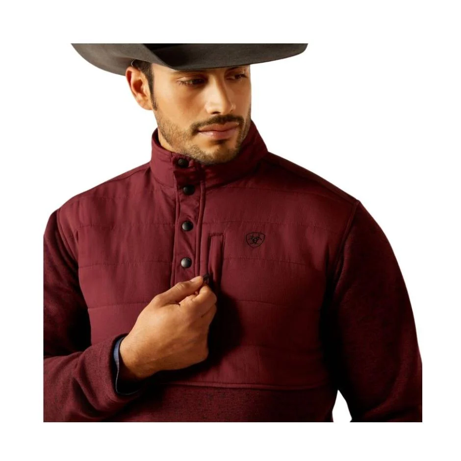 Ariat Men's Long Sleeve Caldwell Reinforced Snap Sweater - Burgundy - Image 3